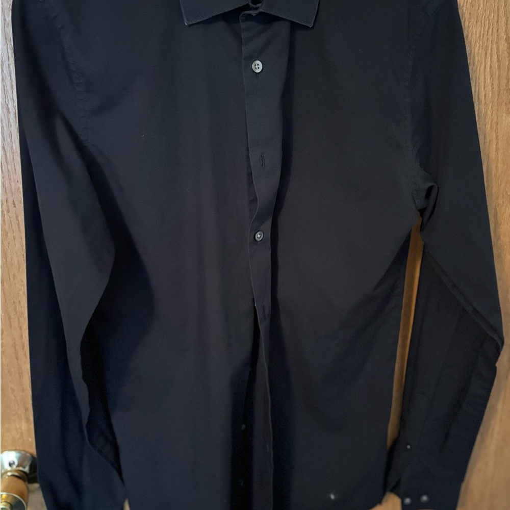 JF J.Ferrar Men's Black Dress Shirt